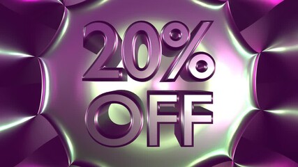 Wall Mural - 20 percent off on glowing background animation for business and sale concept