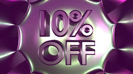 Wall Mural - 10 percent off on glowing background animation for business and sale concept