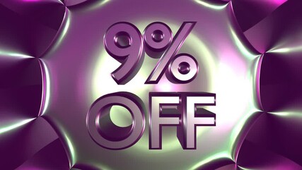 Wall Mural - 9 percent off on glowing background animation for business and sale concept