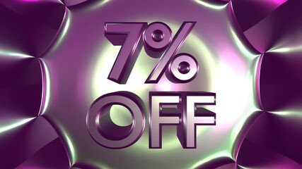 Wall Mural - 7 percent off on glowing background animation for business and sale concept