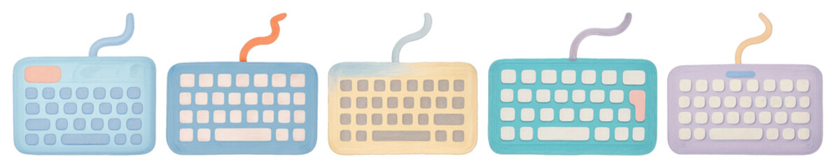PNG Colorful illustrated computer keyboards, element set on transparent background