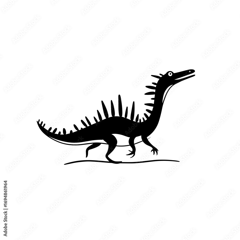 Image vectorielle Stock Spinosaurus. Spinosaurus simple black and white ...