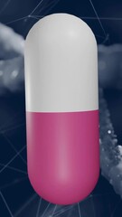 Wall Mural - animation of pill moving and connections over dna strands