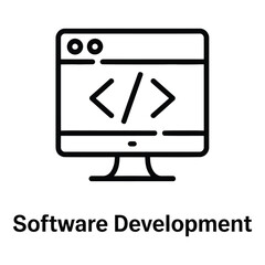 Computer screen with code representing software development and programming on a monitor display silhouette
