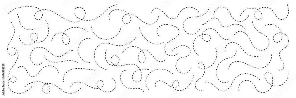Squiggle Path Hand drawn squiggle line. Trip dashed trace destination track path line ...