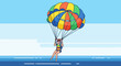 © Alifa - Illustration of a person parasailing over the ocean on a sunny day
