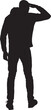 © Curto - vector,silhouette of   back view of a a man hand on forehead looking away