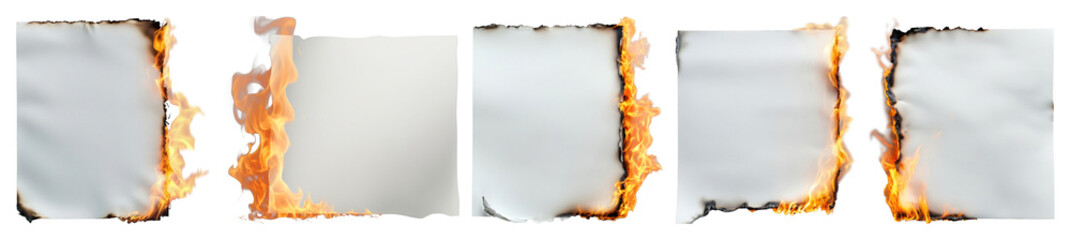 Wall Mural - PNG Burning paper edges sequence, element set on transparent background