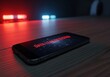 © ABDULELLAH - Smartphone Displaying Security Warning, Dark Room, Digital Content, Tech Environment, Close-Up Viewpoint