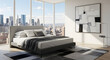 © FENTY - Luxury bedroom with city view, art, modern design, elegant, comfortable, and bright room