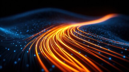 An artistic rendering of glowing data streams and digital network connections.