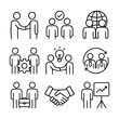 © animardiani - Nine Simple Line Icons Depicting Business Teamwork and Collaboration.