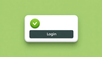 Minimalist login interface with green check mark on light green background