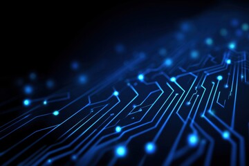 Wall Mural - blue circuit lines on a dark background, a vector illustration of a technology and digital connectio