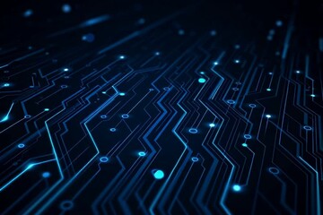 Wall Mural - blue circuit lines on a dark background, a vector illustration of a technology and digital connectio