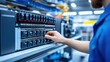 © khonkangrua - Close-up of Technician Adjusting Control Panel in Modern Industrial Setting