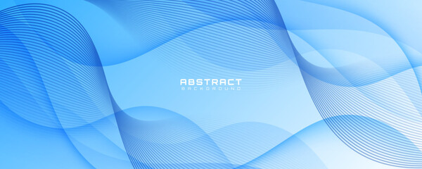 Wall Mural - 3D blue lines techno abstract background overlap layer on bright space with glowing waves effect decoration. Modern graphic design element stripes style concept for web, flyer, card, or brochure cover