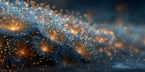 Wall Mural - Abstract background new year, Blue and gold firework and celebrating holiday, opy space, generative ai