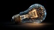 © Farah - Brilliant idea concept with glowing light bulb and interconnected digital network illuminating innovation and creativity in darkness