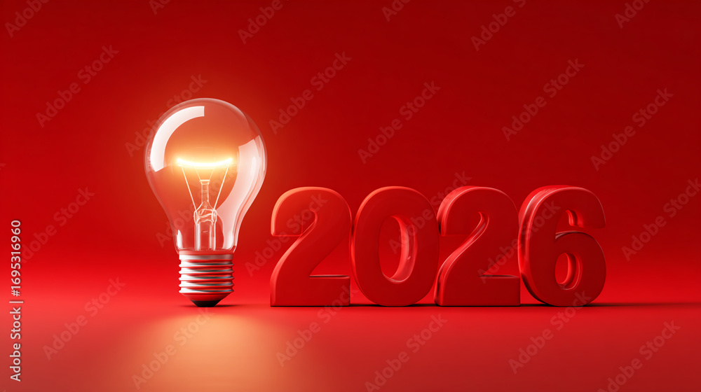 New ideas and innovation concepts for the year 2026 with a glowing ...