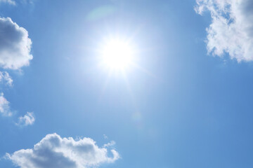 Wall Mural - beautiful blue sky with clouds on sunny day, bottom view