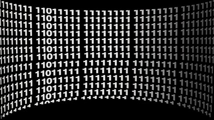 0 and 1 digits blink processing computer task. Cyberspace binary matrix digital bits 0 1 code technology rain green screen.