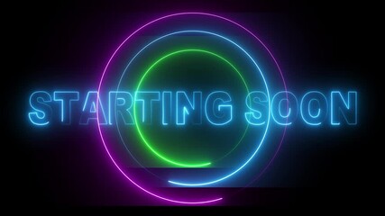 neon stream ending soon text in blue colour with reflection on black background