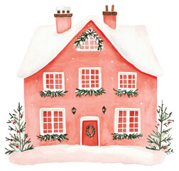 Wall Mural - PNG Christmas house christmas illustration art.