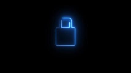 Safety, security, privacy, password icon. bright glowing neon line animation lock icon protection safety.animation icon security Red and green color neon glowing lock animation icon on black.4K