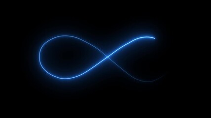 Wall Mural - Glowing neon infinity symbol clipart animation footage on black background. Seamless loop animation. Infinity symbol. Neon glowing.Neon perfect infinity sign animation on black background.4k video