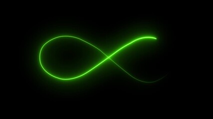 Wall Mural - Glowing neon infinity symbol clipart animation footage on black background. Seamless loop animation. Infinity symbol. Neon glowing.Neon perfect infinity sign animation on black background.4k video