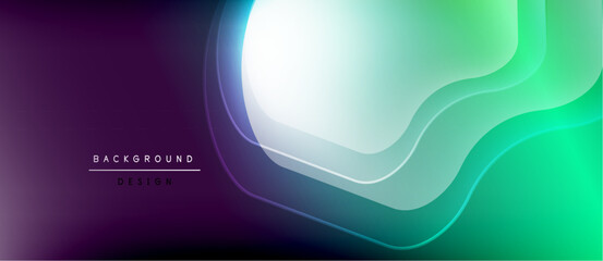 Wall Mural - Abstract gradient background. Smooth curves blend purple, green hues. Modern design element for digital projects. Minimalist aesthetic.