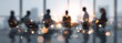 © Dauri - Blurred silhouettes in meeting room, interconnected network overlay, cityscape background, abstract light points, connectivity concept