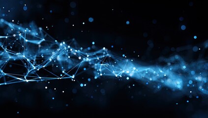 Abstract network of glowing blue points and lines on a dark background