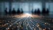 © Oulaphone - A dynamic swirl of light and particles leads toward silhouettes in a blurred background, creating an energetic, futuristic atmosphere.