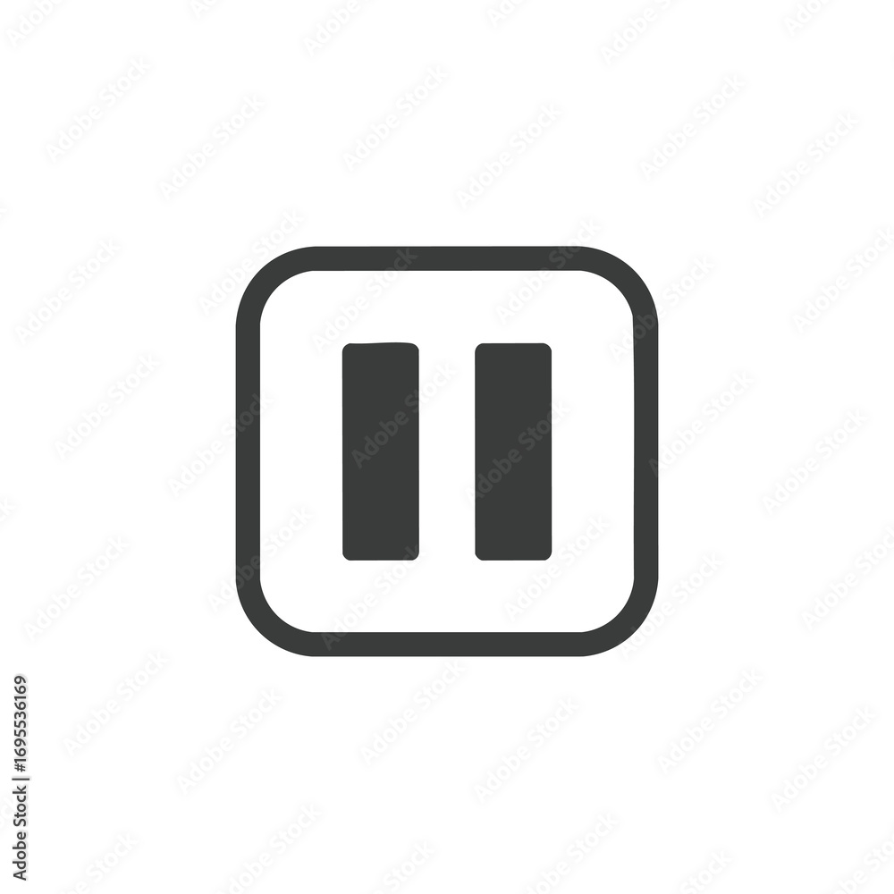 Pause button icon, square shape, two vertical bars. Stock Vector ...