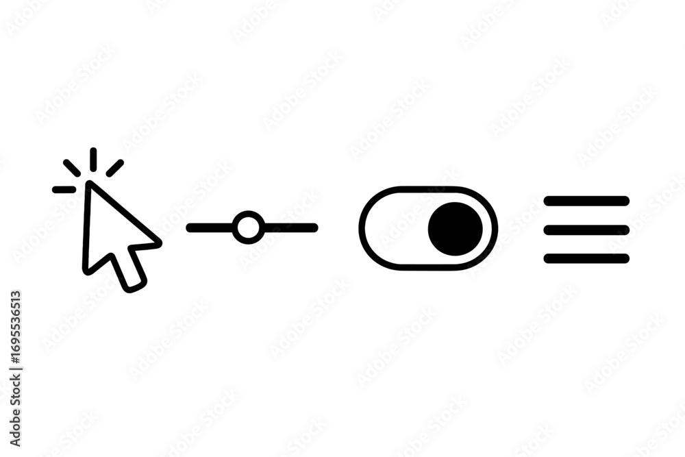 Minimalist User Interface Icons Set with Cursor Click, Slider Control ...