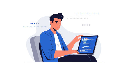 Illustrative Depiction of a Programmer Immersed in Computer Code Development Activities