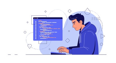 Illustrative Image Of Coding, Web Development, And Software Programming In Process