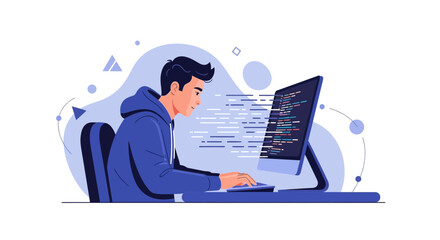 Software Developer Concentrated, Analyzing Code, Coding, Web Development, And Digital Technology