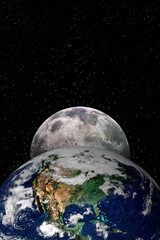 Wall Mural - planet earth and moon in space