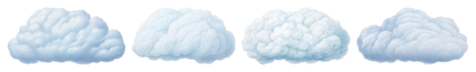 Wall Mural - png fluffy cartoon clouds illustration, element set on transparent background