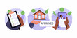 © Tarun - Illustration of mortgage approval process showing checklist house keys and online confirmation