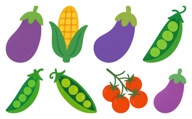 Wall Mural - png colorful vegetables cartoon illustration, element set on transparent background