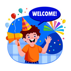 Canvas Print - An illustration of birthday welcome designed in flat style
