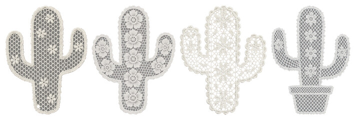 Wall Mural - png intricate lace cactus designs, element set on transparent background