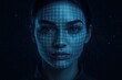 © CrazyJuke - Digital Identity: A captivating close-up of a woman's face overlaid with a digital grid, symbolizing facial recognition technology and futuristic identity.