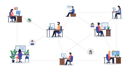 Streamlined Digital Solution: Minimalist Flat Design Vector Art for Modern Business Clarity