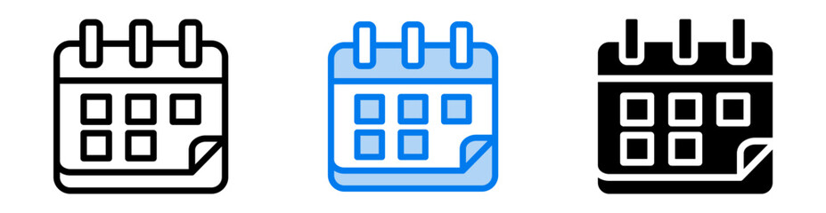 Calendar icon set multiple style collection