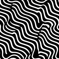 Wall Mural - wavy distorted lines pattern in black and white for seamless design